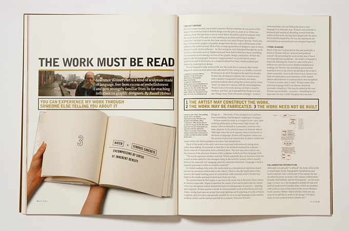 Issue 29: profile of Lawrence Weiner by Russell Holmes