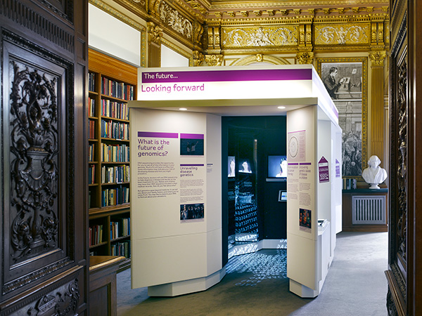 The exhibit seen from the Royal Society library entrance
